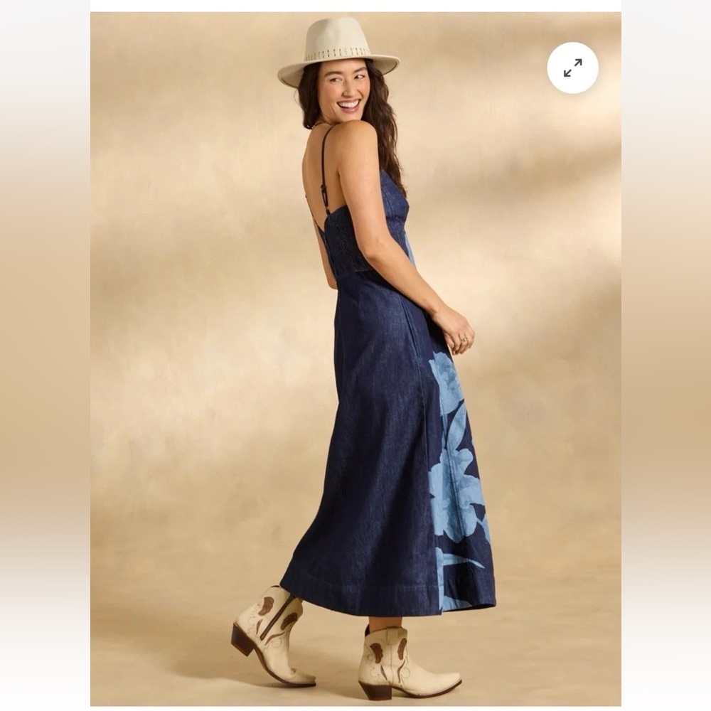 Sundance Sharon Denim Midi dress flower blue - Picture 2 of 5